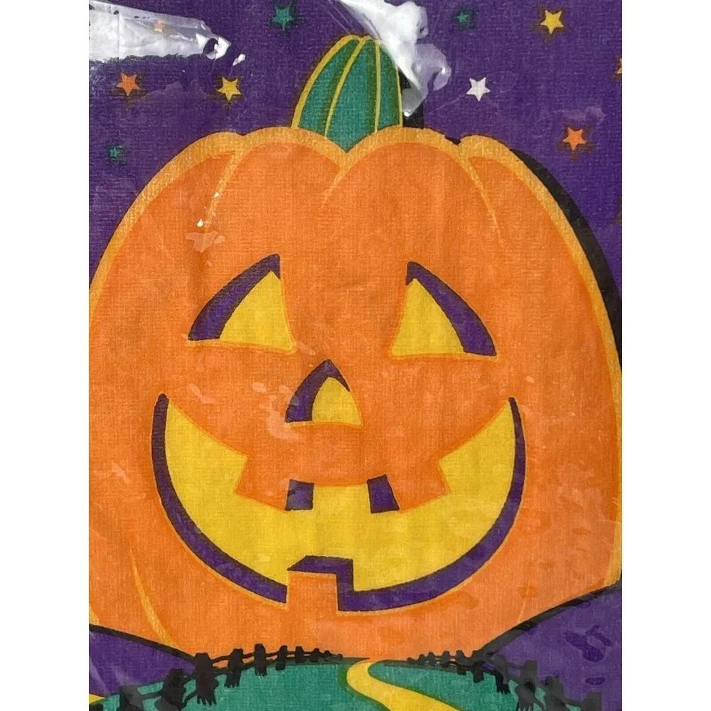 Vintage Halloween Orange Pumpkin Candy Corn Amscan Beverage Napkins 16 3-ply